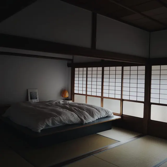 Traditional Japanese Interior, minimal, organic, dark