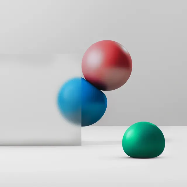 3D Spheres and Geometric Blocks, minimal, 3d-render, vibrant