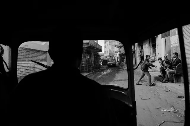 Street Scene from Vehicle Interior, monochrome, photographic, monochrome
