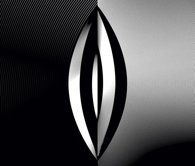 Abstract Monochromatic Line Art, minimal, geometric, monochrome