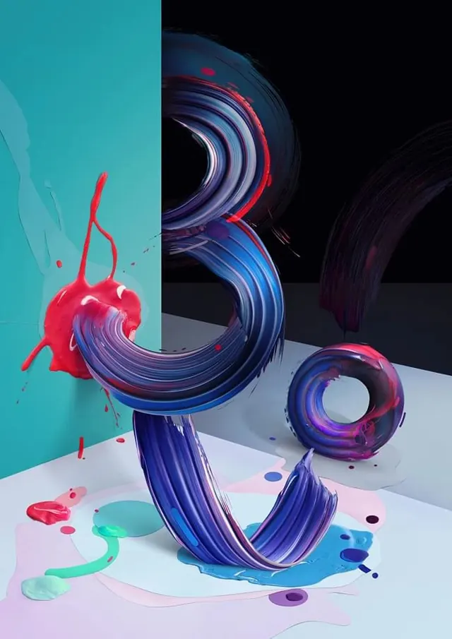 Abstract 3D Fluid Ribbon Composition, gradient-heavy, 3d-render, vibrant