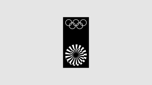 Olympic Rings and Sunburst Graphic, minimal, geometric, monochrome