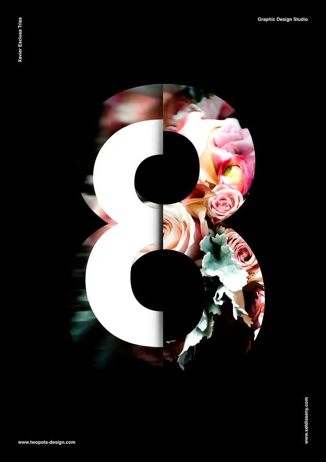 Floral Typography Composition, editorial, minimal, dark