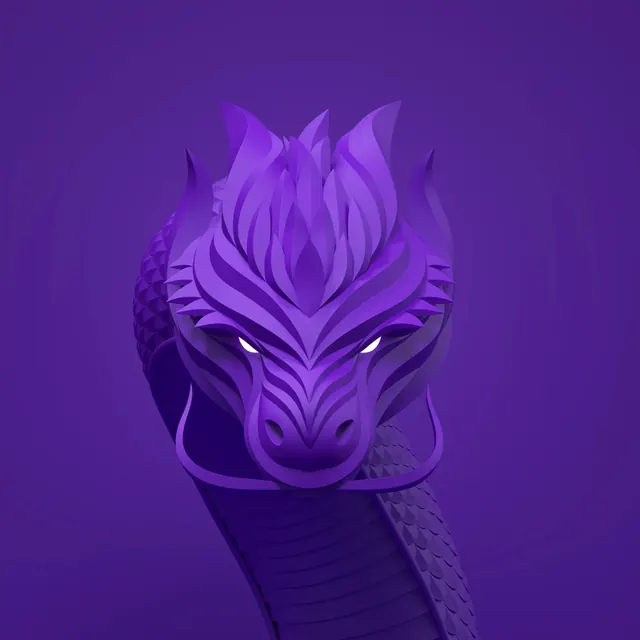 Purple Dragon 3D Render