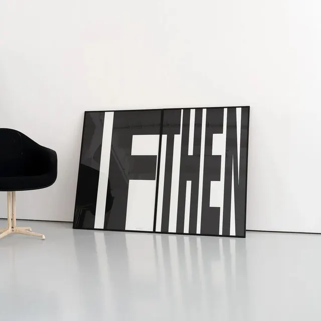 Abstract Typography Wall Art, minimal, brutalist, monochrome