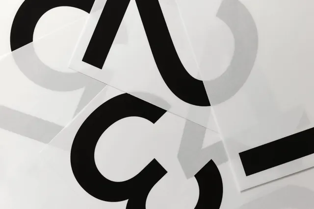 Overlapping Typography Graphic, minimal, swiss, monochrome