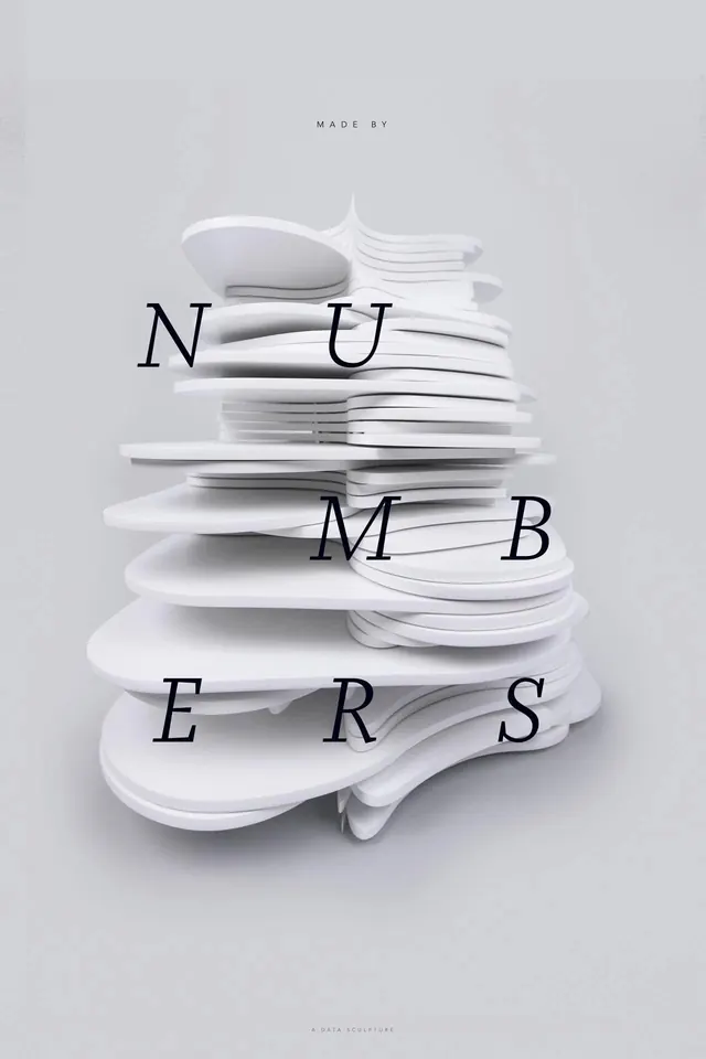 3D Abstract Typography Sculpture, abstract, minimal, monochrome