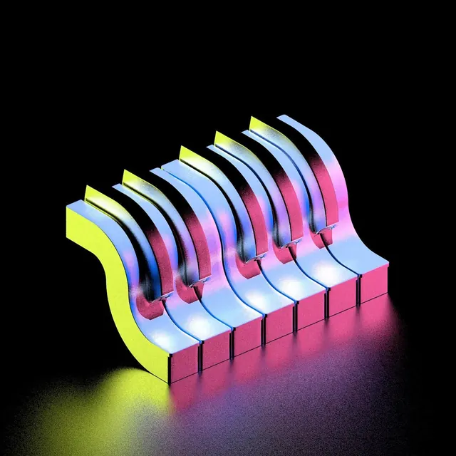 Abstract 3D Geometric Ribbons, 3d-render, abstract, vibrant