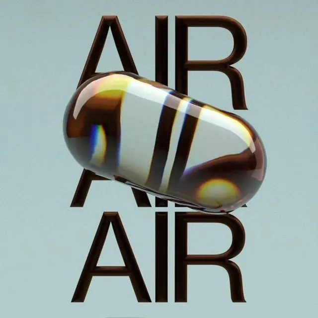 AIR AIR Typography and 3D Object Composition, minimal, geometric, light