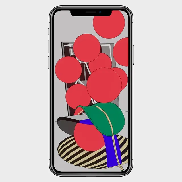 Abstract Geometric Mobile Mockup, neo-brutalist, maximalist, vibrant