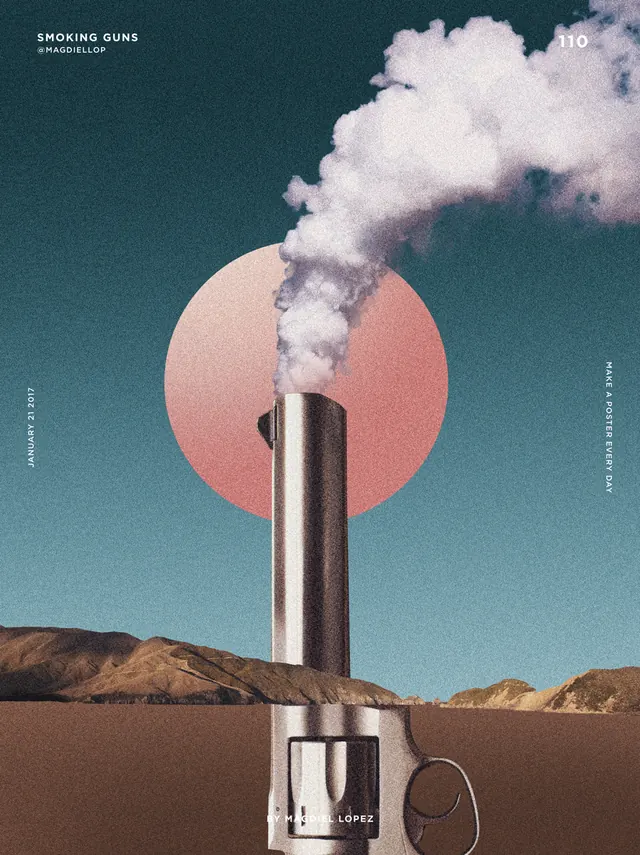 Abstract Smoke and Landscape Composition, minimal, geometric, high-contrast
