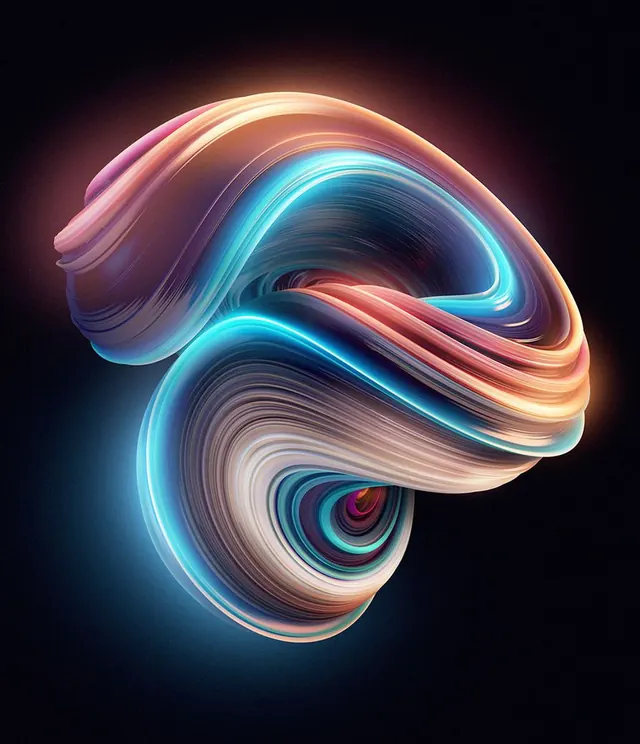 Abstract Fluid 3D Shape, 3d-render, gradient-heavy, vibrant