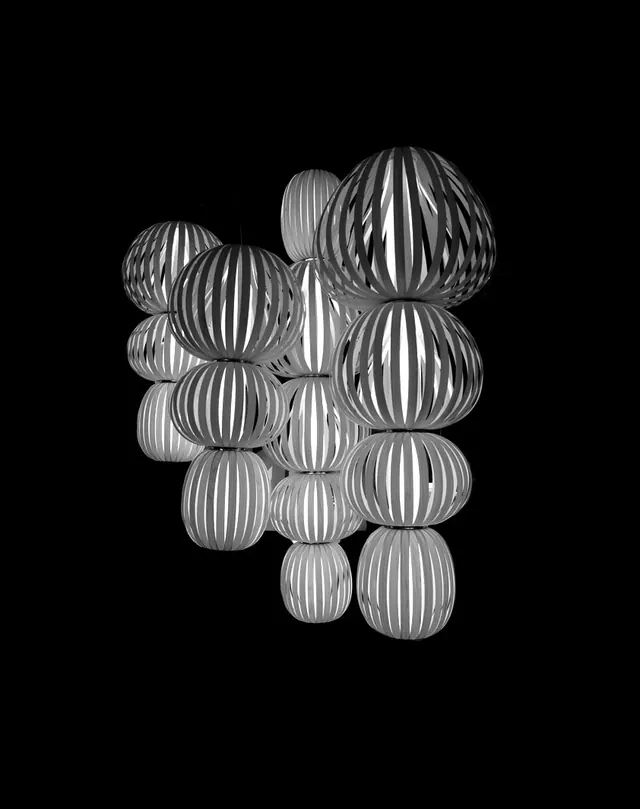 3D Abstract Ribbed Spheres, 3d-render, abstract, monochrome