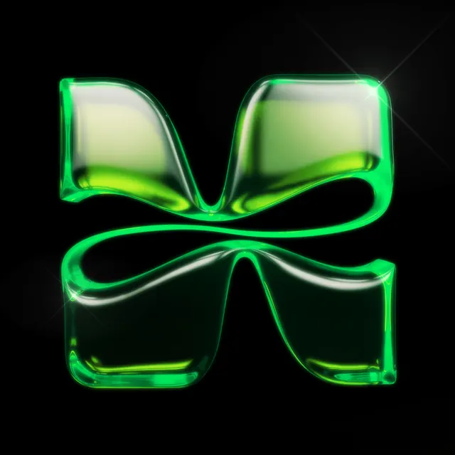 Glossy Green 3D Abstract Form, 3d-render, abstract, dark