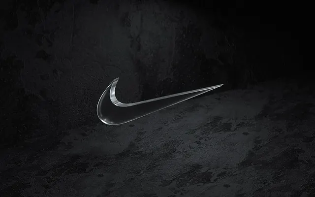 Nike Swoosh on Textured Surface, minimal, dark-mode, monochrome