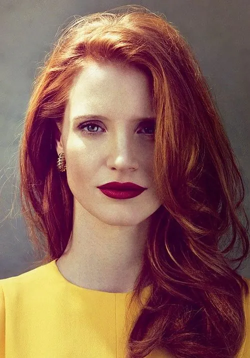 Portrait of a Woman with Red Hair, photographic, minimal, vibrant