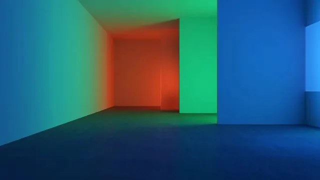 Gradient Lit Interior Space, minimal, geometric, vibrant