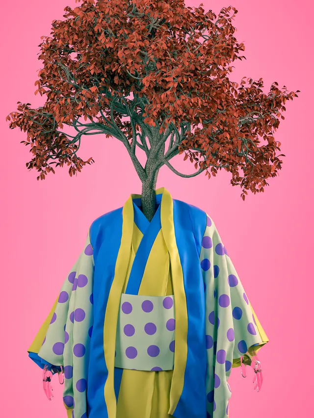 Surreal Tree Figure, playful, abstract, vibrant