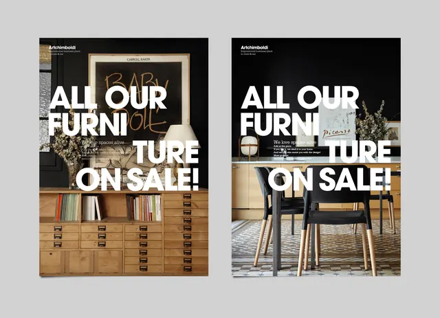 Furniture Sale Promotional Graphics, minimal, dark
