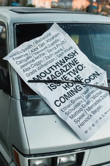 Typography Collage on Vehicle, brutalist, neo-brutalist, high-contrast