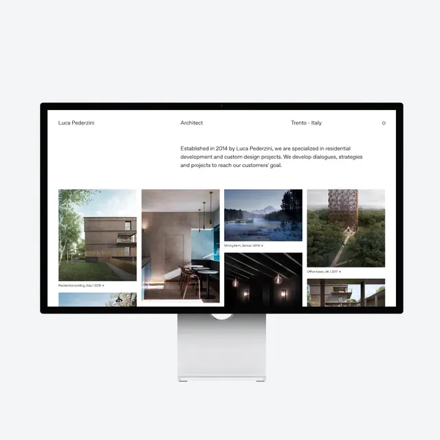 Architecture Portfolio Website Mockup, minimal, swiss, light