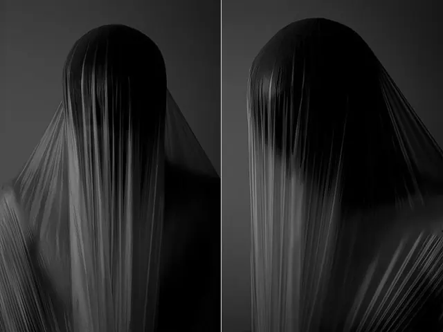 Veiled Figure Study, monochrome, minimal, monochrome