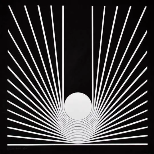 Geometric Sunburst Graphic, minimal, geometric, monochrome