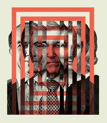 Portrait with Geometric Overlays, brutalist, neo-brutalist, high-contrast