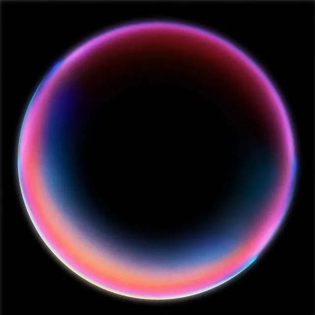 Glowing Sphere Graphic, gradient-heavy, dark-mode, vibrant