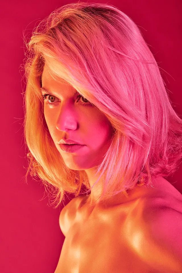 Pink Toned Portrait, photographic, vibrant