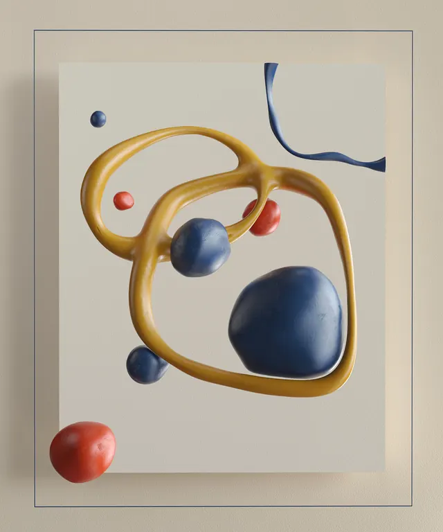 Abstract 3D Geometric Composition, minimal, geometric, vibrant