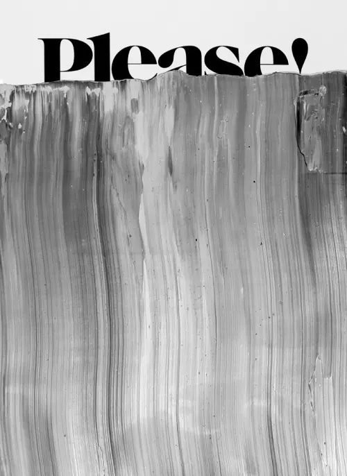 Please Wordmark with Abstract Texture, brutalist, monochrome, monochrome