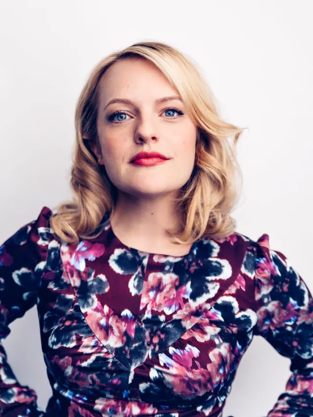 Portrait of a woman in floral print, photographic, minimal, high-contrast