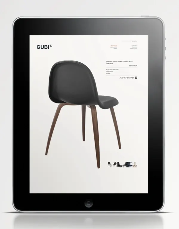 GUBI Furniture Product Page, minimal, corporate-clean, light