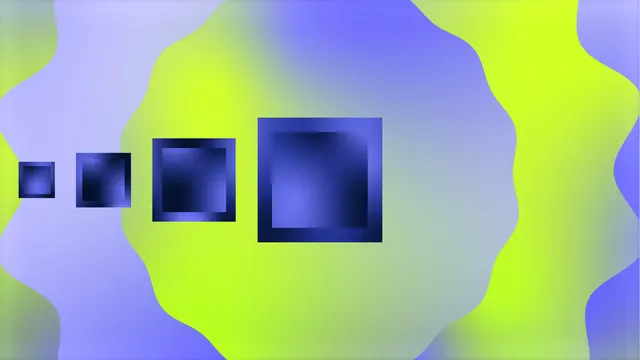 Abstract Gradient Shapes with Floating Squares, gradient-heavy, organic, vibrant