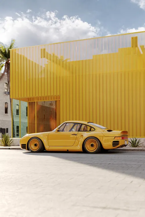 Yellow Architecture and Car Visualization