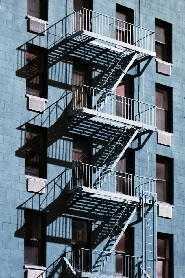 Industrial Fire Escape Architecture, minimal, monochrome, monochrome