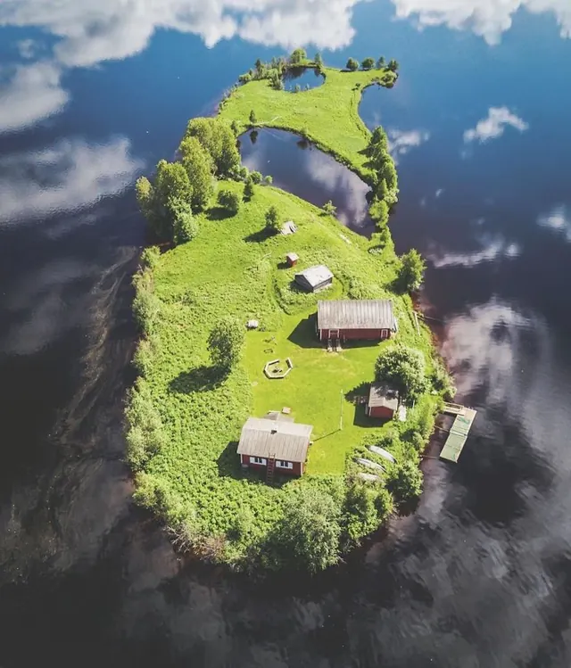 Aerial Island Landscape, organic, photographic, vibrant