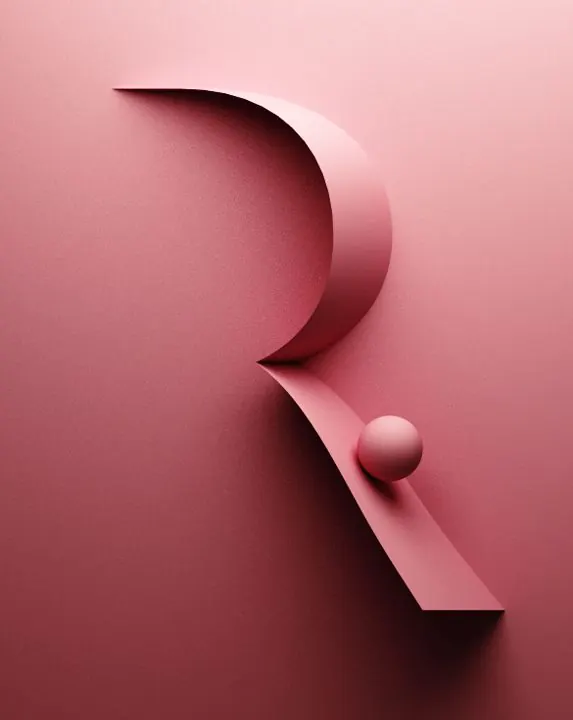 3D Abstract Ribbon Logo, minimal, 3d-render, vibrant