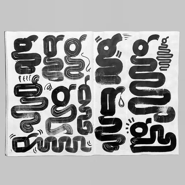 Abstract Line Art Composition, brutalist, organic, monochrome