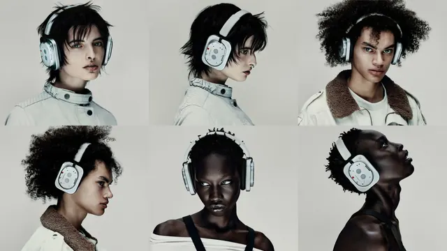 Headphones Product Photography Grid, editorial, monochrome, monochrome