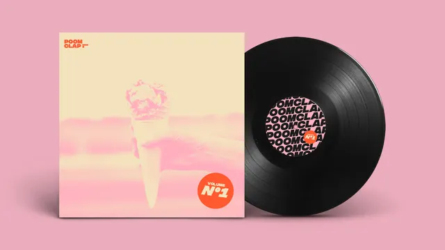 Vinyl Record and Album Cover Mockup, photographic, retro, warm