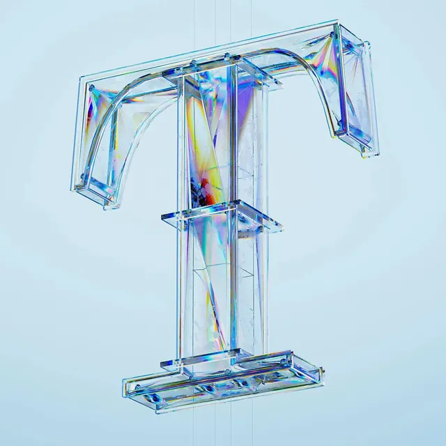 Iridescent 3D Abstract Structure, abstract, glassmorphism, light
