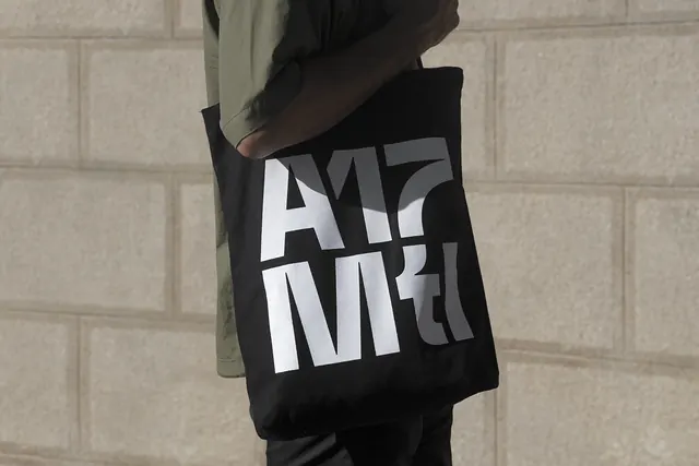 Bold Typography Tote Bag, brutalist, minimal, high-contrast