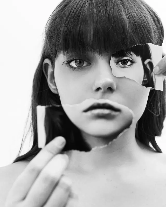Abstract Face Collage, abstract, monochrome, monochrome