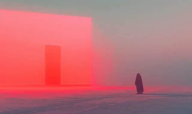 Minimalist Red Architectural Void, minimal, abstract, high-contrast