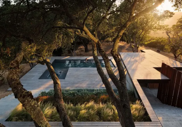Outdoor Pool and Lounge Area, photographic, luxury, warm