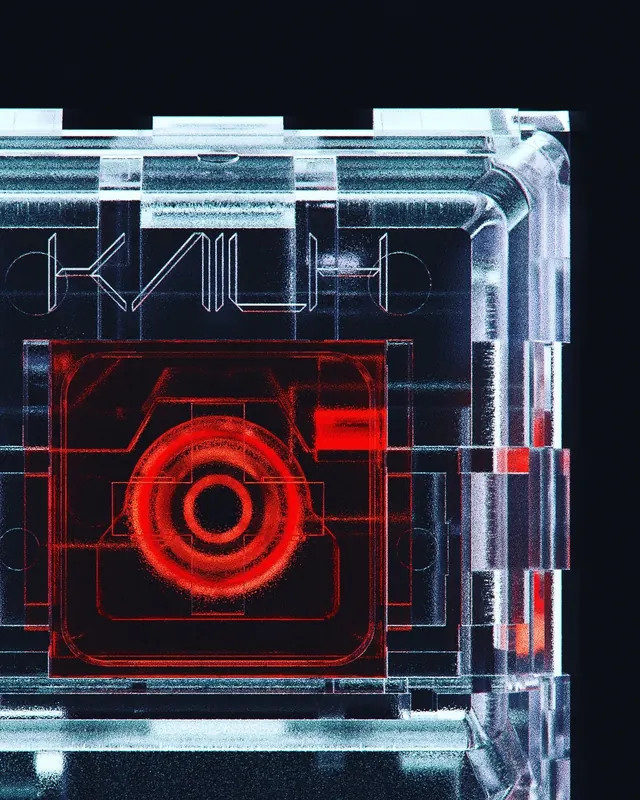 Red Circuitry Component, technical, dark-mode, dark
