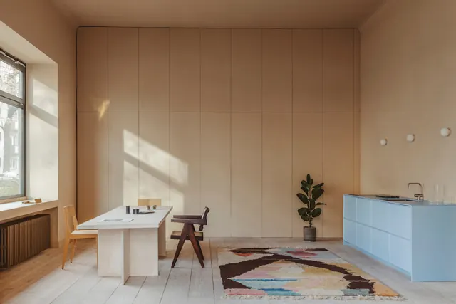 Minimalist Interior Workspace, minimal, light-mode, warm