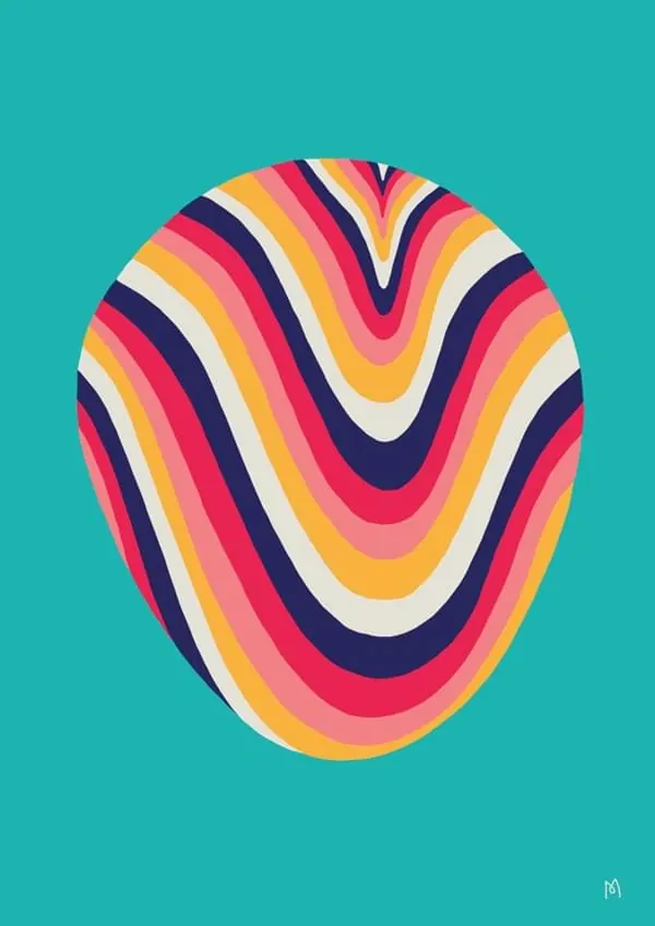 Abstract Wavy Circle Graphic, geometric, playful, vibrant